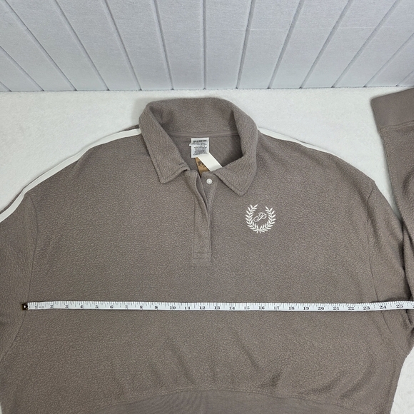 PINK Victoria's Secret Brown Fleece‎ Cropped Pullover XXL - Picture 4 of 11